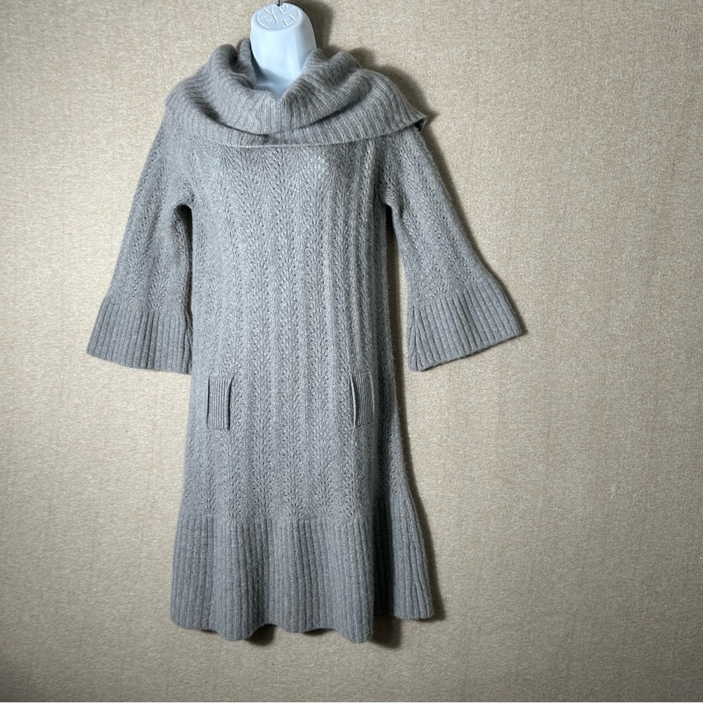 Calypso Christiane Celle‎ Cashmere Sweater Dress Women Size Large Gray Cowl Neck